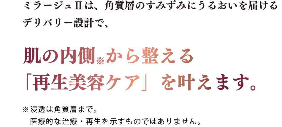 肌の内側※から整える「再生美容ケア」を叶えます。